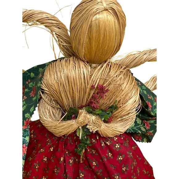 Handcrafted Straw Doll With Floral Dress & Angel Wings - Picture 7 of 7